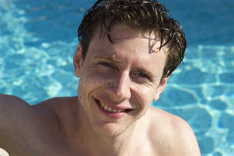 Happy Young Men In The Swimming Pool Stock Photo Image Of Relaxation