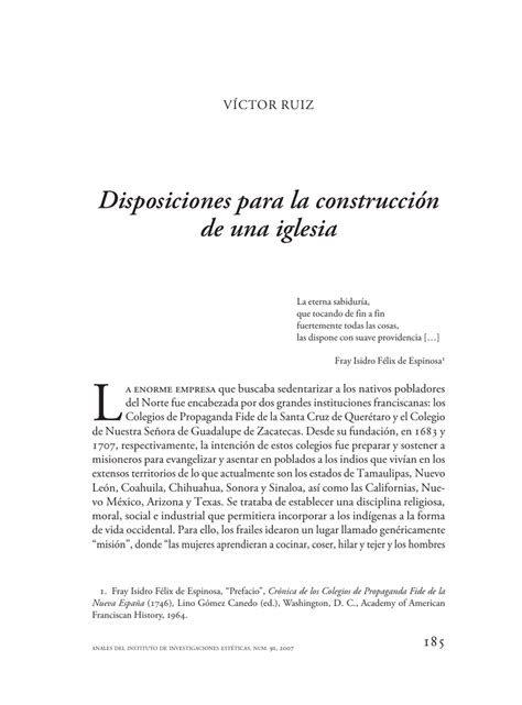 Disposiciones para la construcción de una iglesia