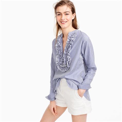 Lyst J Crew Collection Thomas Mason Striped Ruffled Popover In Blue