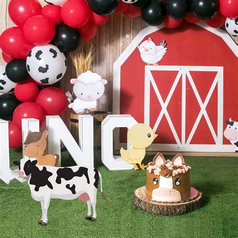 WEIKA Cow Party Balloons Garland Arch Kit 104 Pcs Red White Cow Print