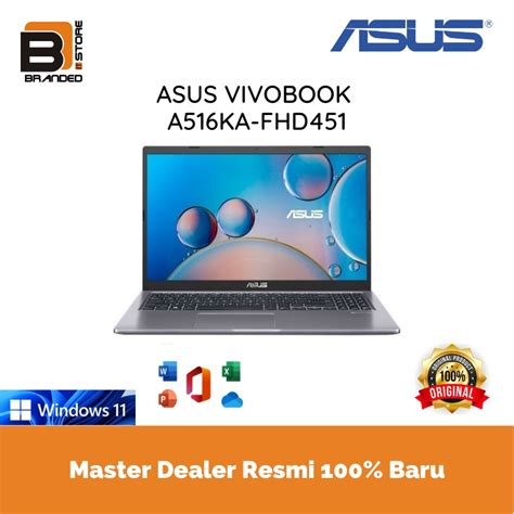 Jual ASUS VIVOBOOK A516KA FHD451 CELERON N4500 4GB 256GB W11 OHS