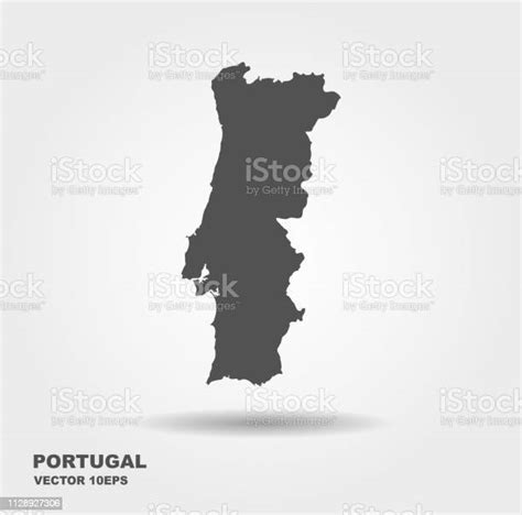 Vector Map Portugal Isolated Vector Illustration Flat Vector Icon With Shadow Stock Illustration