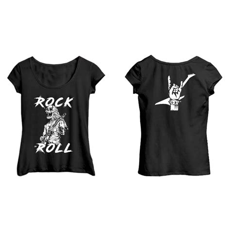 Camiseta Skull Rock In Roll Guitar Caveira Guitarra Baby Look Shopee