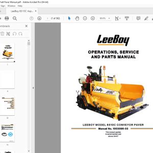 Leeboy C Conveyor Paver Operations Service Parts Manual Sn