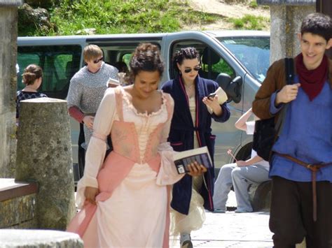 Image - Bradley James Katie McGrath Angel Coulby and Colin Morgan Behind The Scenes.jpg - Merlin ...