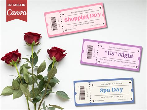 Personalized Coupon Book Template, 1st Anniversary Gift for Her, Unique