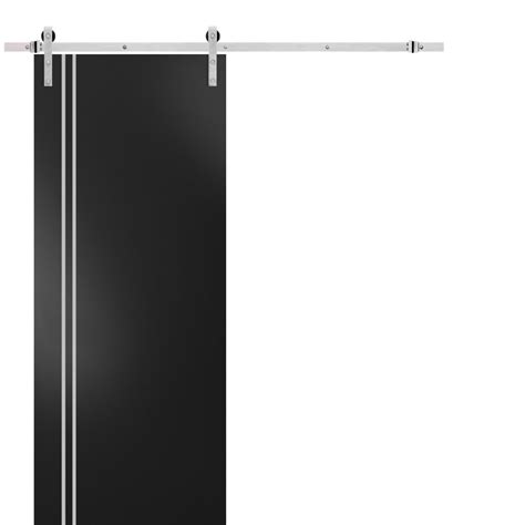 Sturdy Barn Door 24 X 80 Inches Planum 0310 Matte Black With Frosted Glass Stainless Steel 6