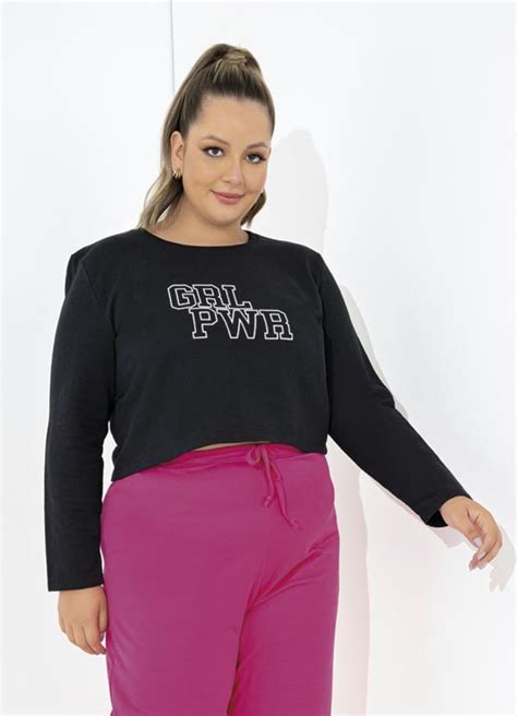 Casaco Preto Estampa Plus Size Marguerite