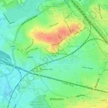 Gladstone Park Topographic Map Elevation Terrain