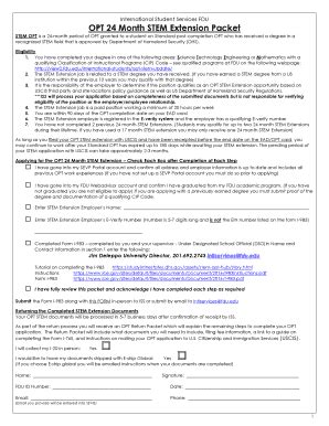 Fillable Online OPT 24 Month STEM Extension Packet FDU Fax Email