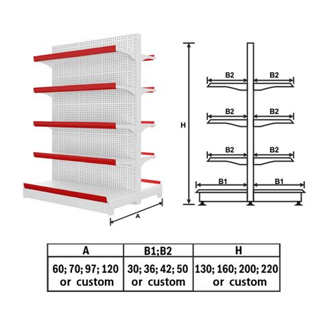 Combined Heavy Duty Tegometall Gondola Supermarket Display Shelf