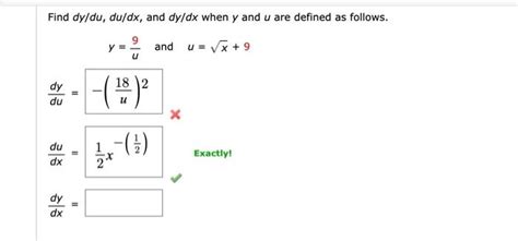 Solved Find Dy Du Du Dx And Dy Dx When Y And U Are Defined Chegg