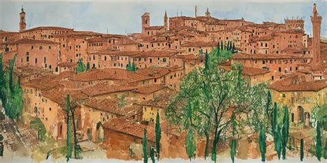 Watercolor Verona City By David Hockney Sergio Toppi Stable