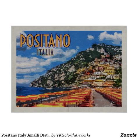 Positano Italy Amalfi Distressed Vintage Travel Poster Zazzle