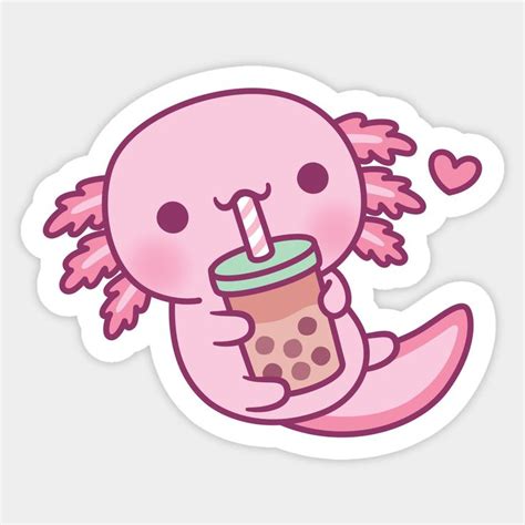 Cute Little Axolotl Loves Bubble Tea by rustydoodle | Cute doodles ...