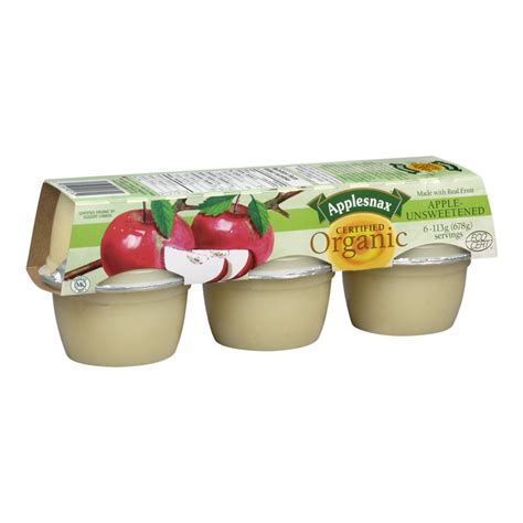 Applesnax Organic Apple Sauce Cups Unsweetened 6 X 113g Whistler