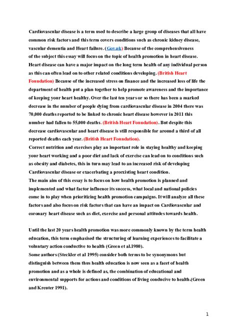 Doc Heart Disease Health Promo Essay Docx Graham Pritchard