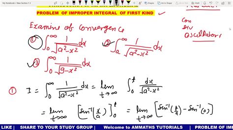 15 Improper Integral 1 A 2 X 2 1 2 With Limit 0 To Infinity