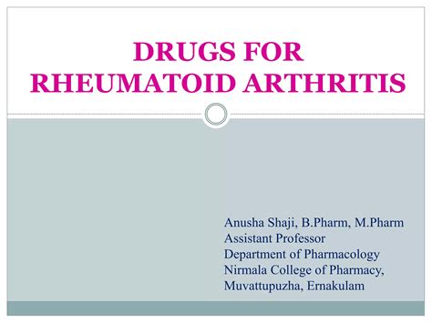 Drugs for Rheumatoid Arthritis | PPT