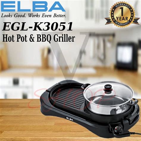 ELBA 2 IN 1 HOT POT BBQ GRILLER EGL K3051 BK Shopee Malaysia