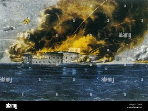 AMERICAN CIVIL WAR South Carolina bombard Fort Sumter on 12 April 1861 ...