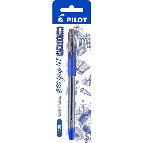 Caneta Esferográfica Azul BPS Grip Média Pilot Papel CIA