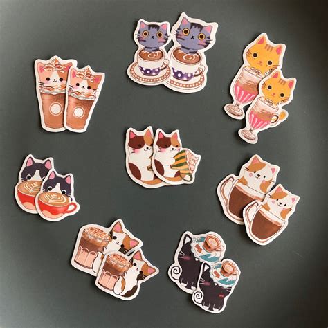 Coffee Cat Stickers Pack - Etsy