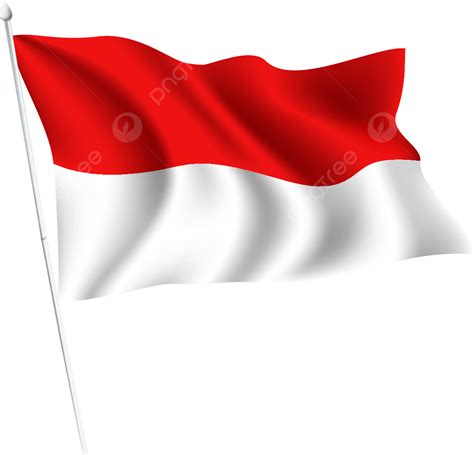 Bandera Vector Bandera Indonesia Ondulación En Blanco Poste PNG