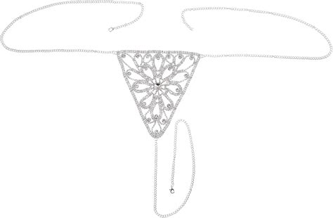 EXCEART Strass Körper Kette Schmuck Frauen Sexy Bikini Strass Unterwäsche Taille Bauch Kette