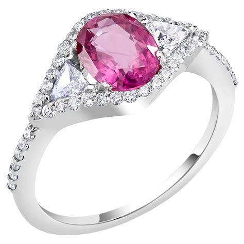 Pink Sapphire Diamond Gold Cluster Ring For Sale At Stdibs