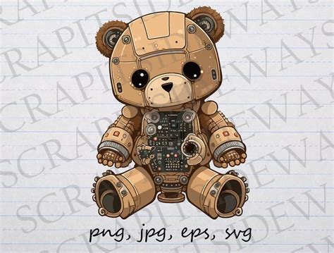 Robot Teddy Bear Clipart Vector Graphic Svg Png  Eps Sci Fi Bear