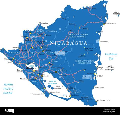 Carte Vectorielle Tr S D Taill E Du Nicaragua Avec R Gions