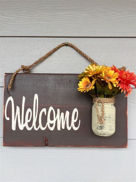 Rustic Outdoor Welcome Sign in Brown Wood Signs by RedRoanSigns