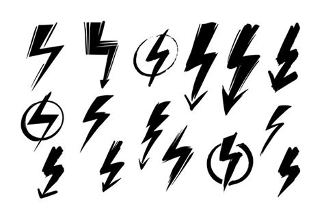 Premium Vector Flash Sign High Voltage Set Of Handdrawn Sketches