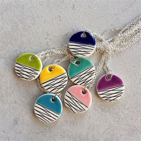 Colourful Minimalist Geometric Ceramic Pendants Isla Clay