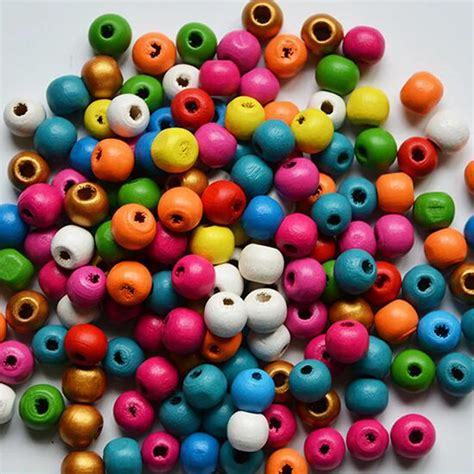 Hot Mm Multi Color Natural Wooden Beads Pcs Lot European Straight