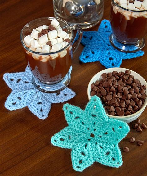 Free Christmas Coaster Crochet Pattern for You Star Coasters Red Heart ...