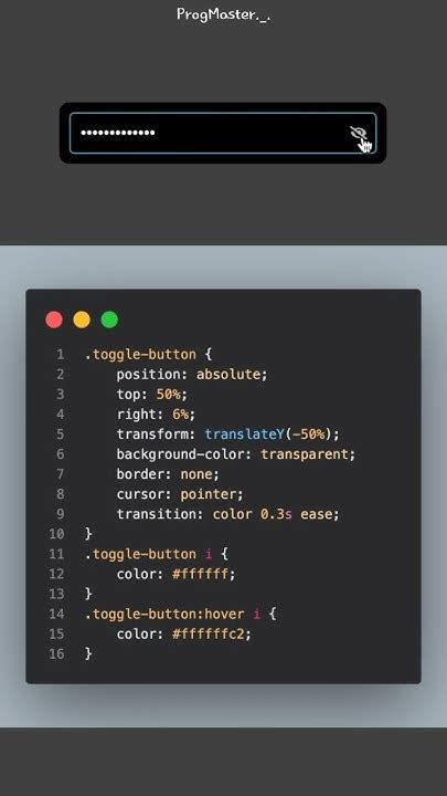 Creating Password Input Box With Hide And Show Option By Using Html Css And Javascript Html5