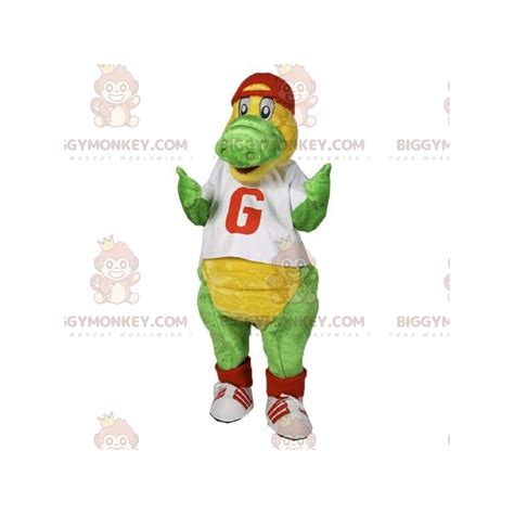 Green And Yellow Crocodile Biggymonkey Mascot Sizes L Cm