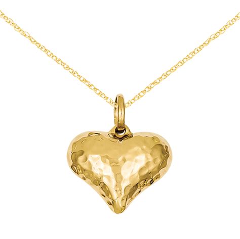 Primal Gold 14 Karat Yellow Gold Faceted Puffed Heart Pendant With 18