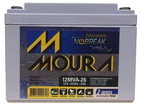 Bateria Estacionaria Moura Nobreak 12V 26AH 12MVA26 Bateria Para