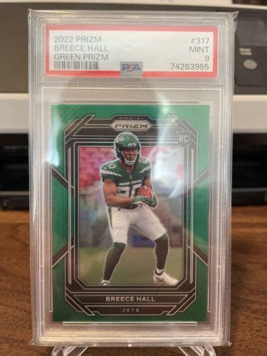 2022 Panini Green Prizm 317 Breece Hall New York Jets RC Rookie PSA 9