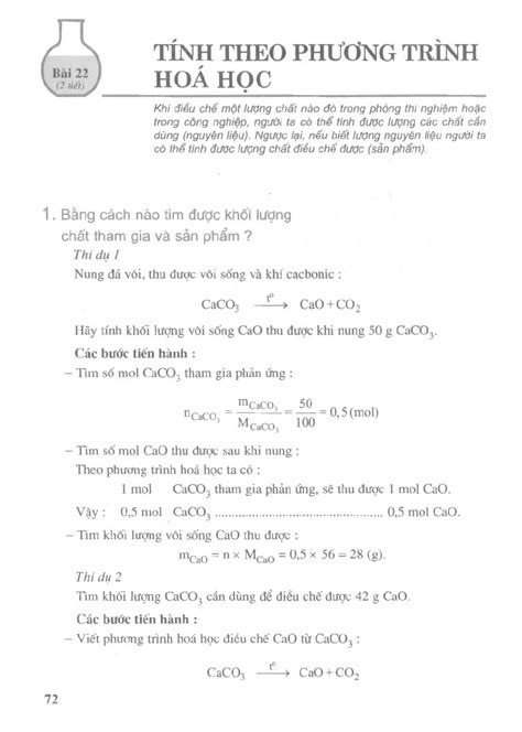 Sách Giáo Khoa Hóa Học Lớp 8 Bài 22 Tính Theo Phương Trình Hóa Học