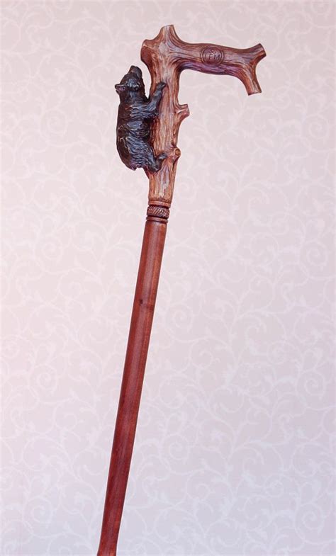 Bear Walking Cane Hand Carved Handle And Simple Staff Hiking Etsy