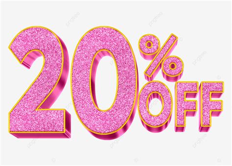 Percent Off Pink Glitter Golden Shiny Golden Number Off