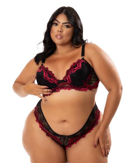 Lingerie Em Renda Bicolor Plus Size Jessica Click Sophia