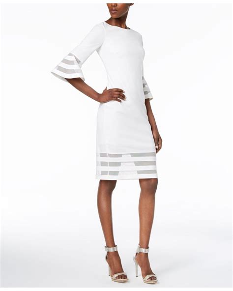 Calvin Klein Illusion Trim Sheath Dress In White Lyst