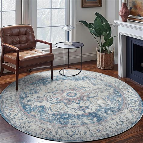 Amazon Jinchan Round Rug Ft Washable Rug Area Rug Vintage Rug