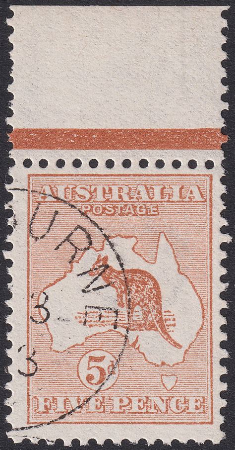 Australia Kgv Roo D Chestnut Wmk Wide Crown Marginal Cto Used Sg