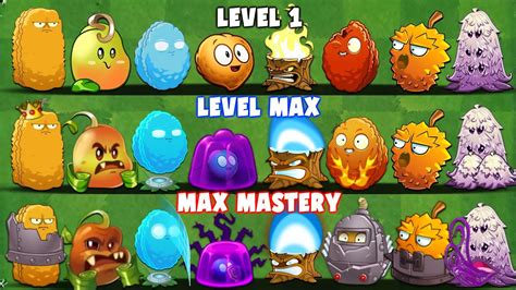 Pvz2 All Defense Plants Level 1 Vs Max Level Vs Max Mastery Who Will Win Youtube